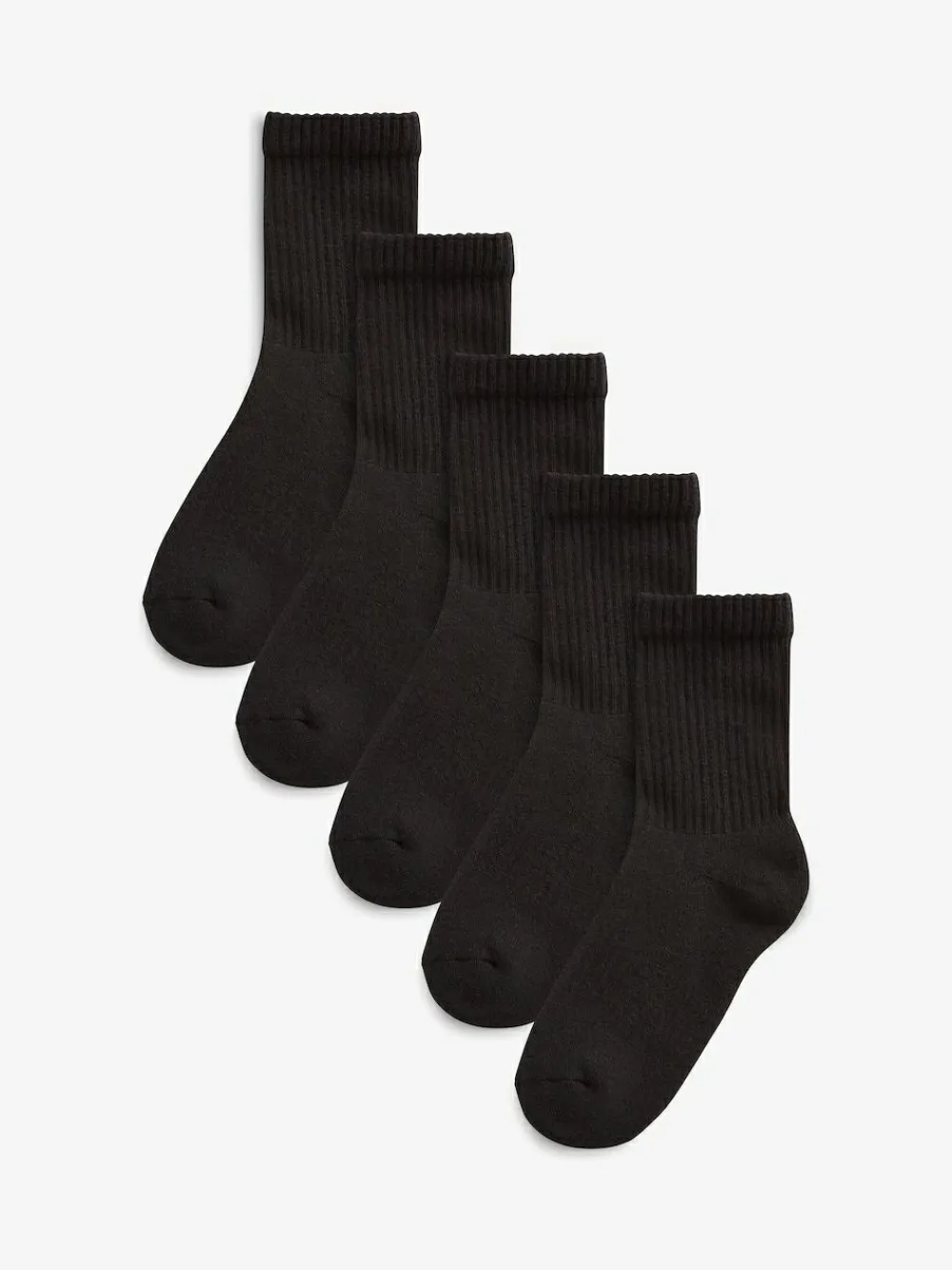 Clearance Next 5 Pack Cotton Rich Cushioned Footbed Ribbed Socks Black