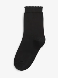 Online Next 5 Pack Cotton Rich School Ankle Socks Black
