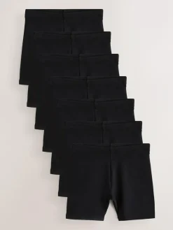 Next Black 7 Pack Cotton Rich Stretch Cycle Shorts (3-16yrs)^ Shorts & Skirts