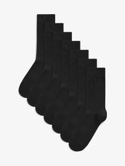 Next Black 7 Pack Mens Cotton Rich Socks^ Nightwear|Socks