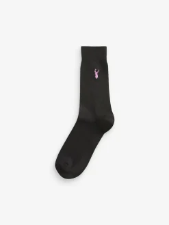 Best Next Black 8 Pack Multi Stag Lasting Fresh Embroidered Socks