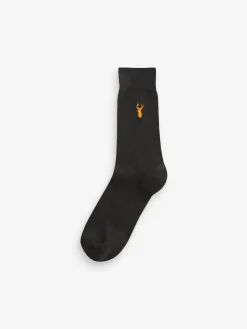 Best Next Black 8 Pack Multi Stag Lasting Fresh Embroidered Socks