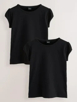 Hot Next Black 2 Pack Puff Sleeve T-Shirts (3-16yrs)