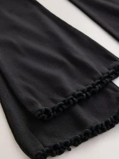 New Next 2 Pack Rib Flare Leggings (3-16yrs) Black