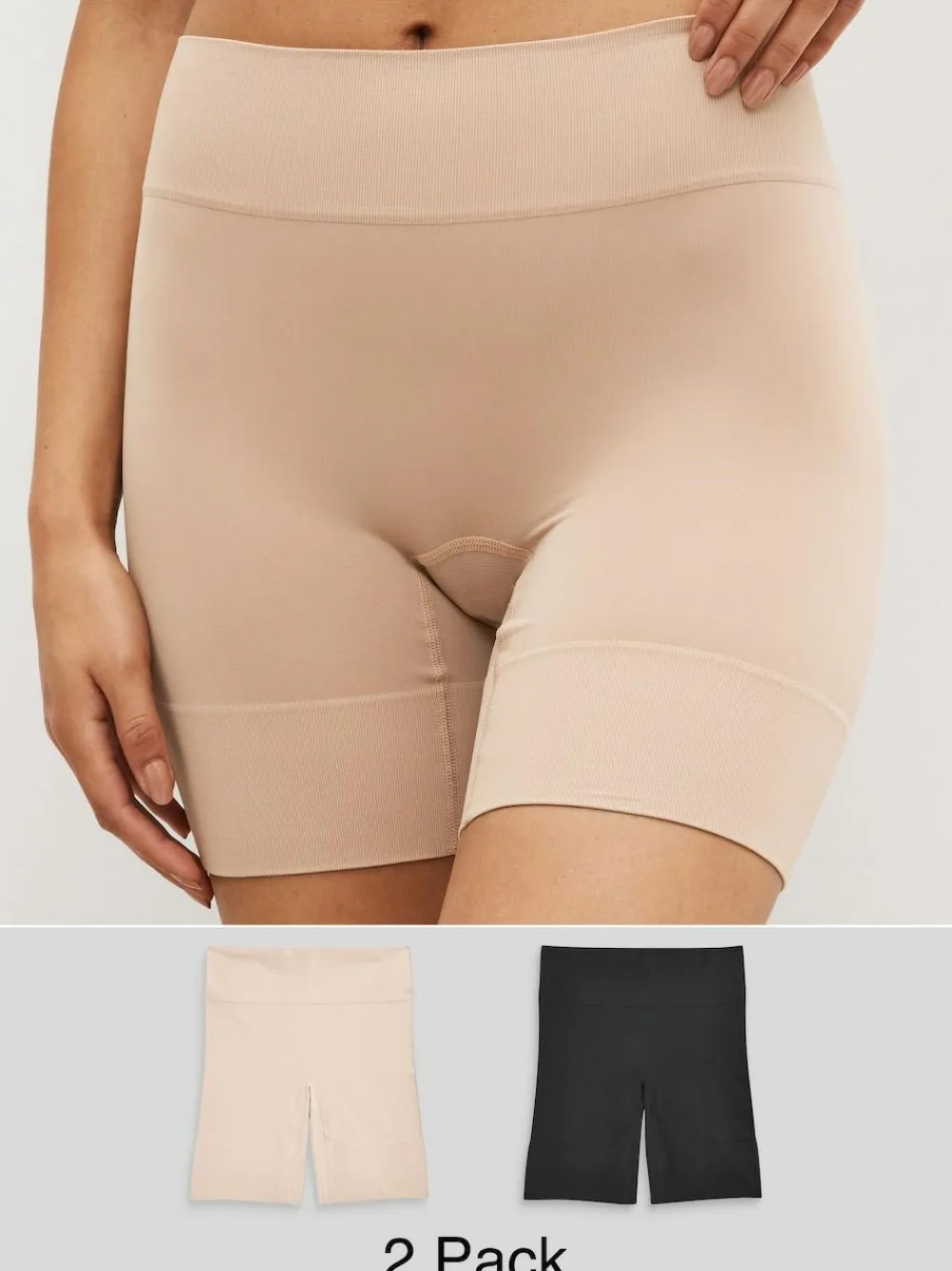 Clearance Next Seamless Smoothing Anti-Chafe Shorts 2 Pack Black / Pastel Rose Nude