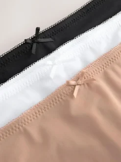 Outlet Next Brazilian No VPL Lace Back Briefs 5 Pack Black / White / Praline Nude