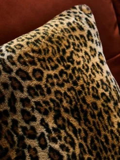 Next Black 50 x 50cm Faux Leopard Print Faux Fur Cushion^ Cushions & Throws