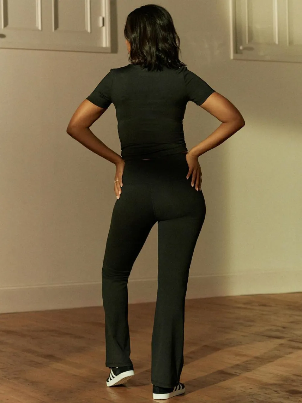 Sale Next Black Active Wrap Waist Flared Leggings