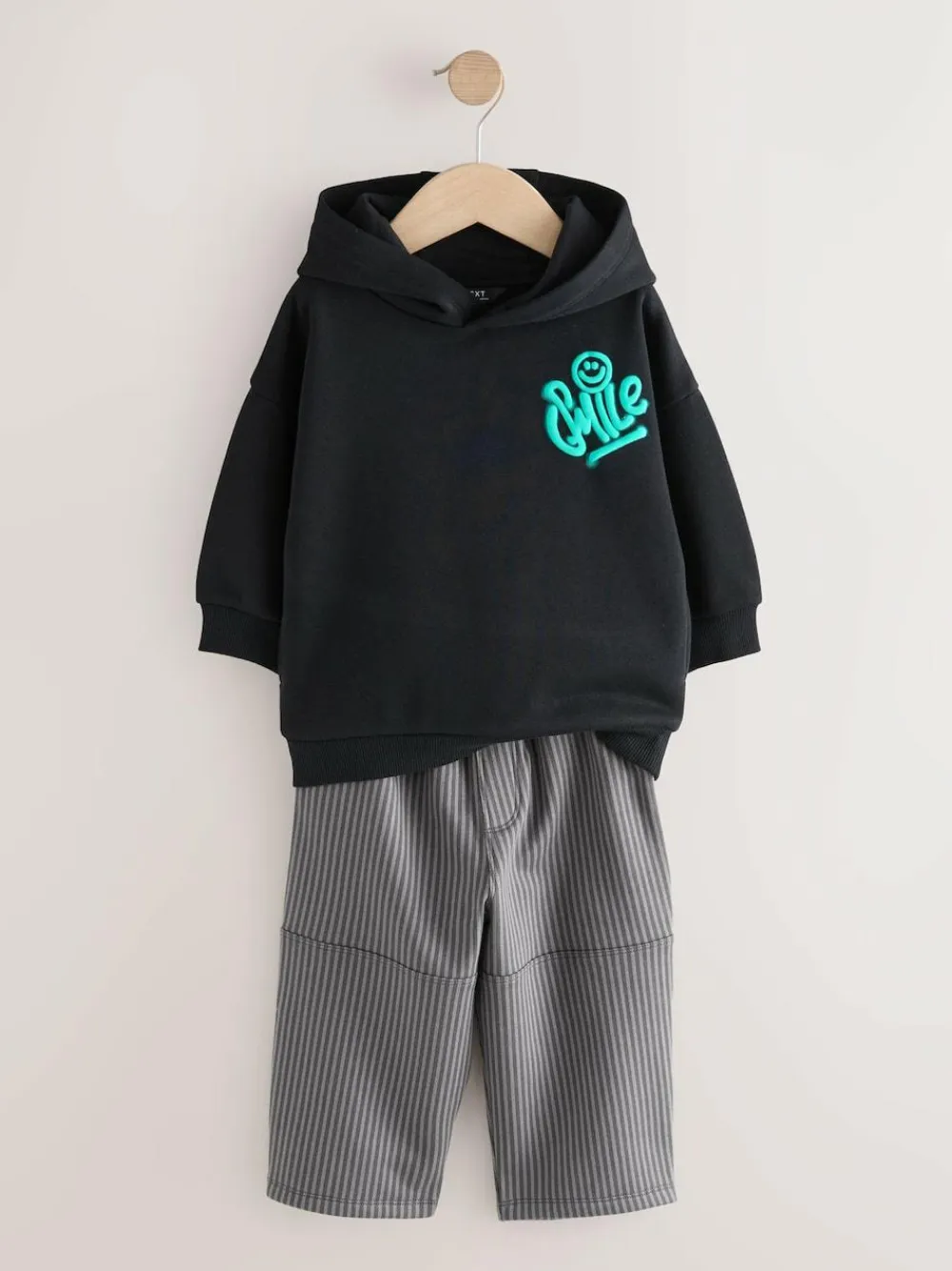 Next Black and Grey Printed Hoodie and Carpenter Joggers Set (3mths-7yrs)^BOY Newborn Clothing|Sets & Co-Ords