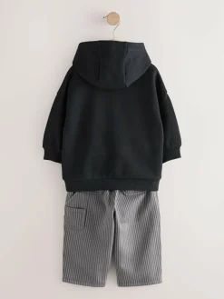 Next Black and Grey Printed Hoodie and Carpenter Joggers Set (3mths-7yrs)^BOY Newborn Clothing|Sets & Co-Ords