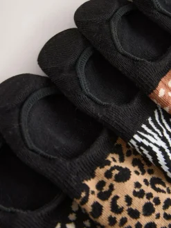 Next Black Animal Invisible Trainer Socks 5 Pack^Women Socks & Tights