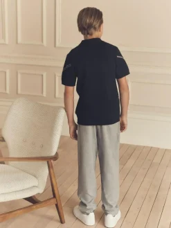 Next Black Argyle Knitted Zip Neck Polo Shirt (3-16yrs)