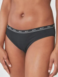 Clearance Next Bikini Cotton Logo Knickers 4 Pack Black
