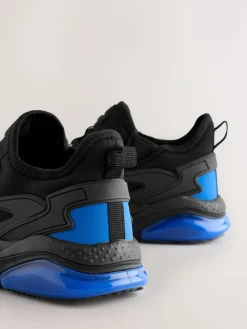 Next Black Blue Ombre Standard Fit (F) Elastic Lace Trainers^BOY Sneakers