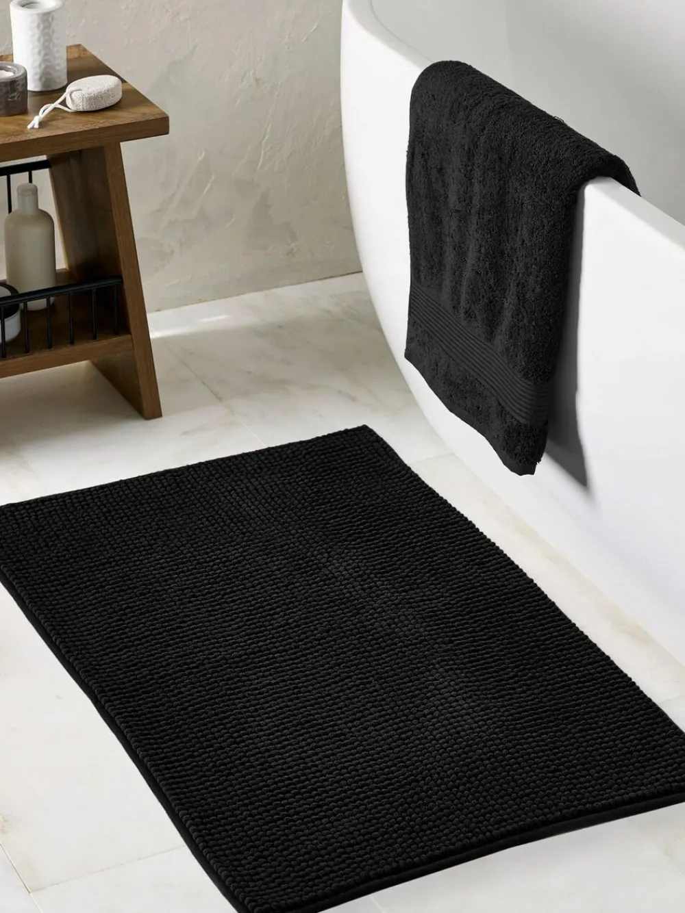 Next Black Bobble Bath Mat^ Towels & Bathmats