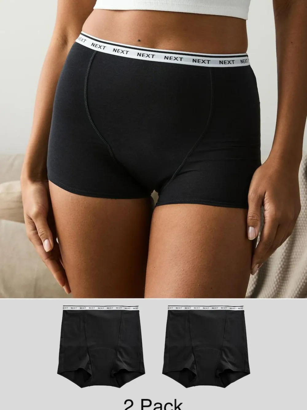 Next Boyshort Heavy Flow Period Knickers 2 Pack^Women Panties