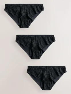 New Next Brazilian Lace Front NVPL Knickers 3 Pack Black
