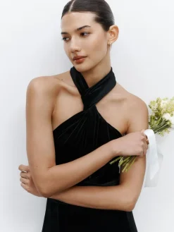 Outlet Next Bridesmaid Velvet Multiway Maxi Dress Black