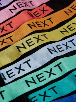 Next Black Bright Colour Shiny Waistbands A-Front Boxers 10 Pack^ Underwear|Underwear