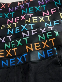 Next Black Bright Ombre Text Waistband 10 pack Cotton Rich Blend Hipsters Boxers^ Underwear|Underwear