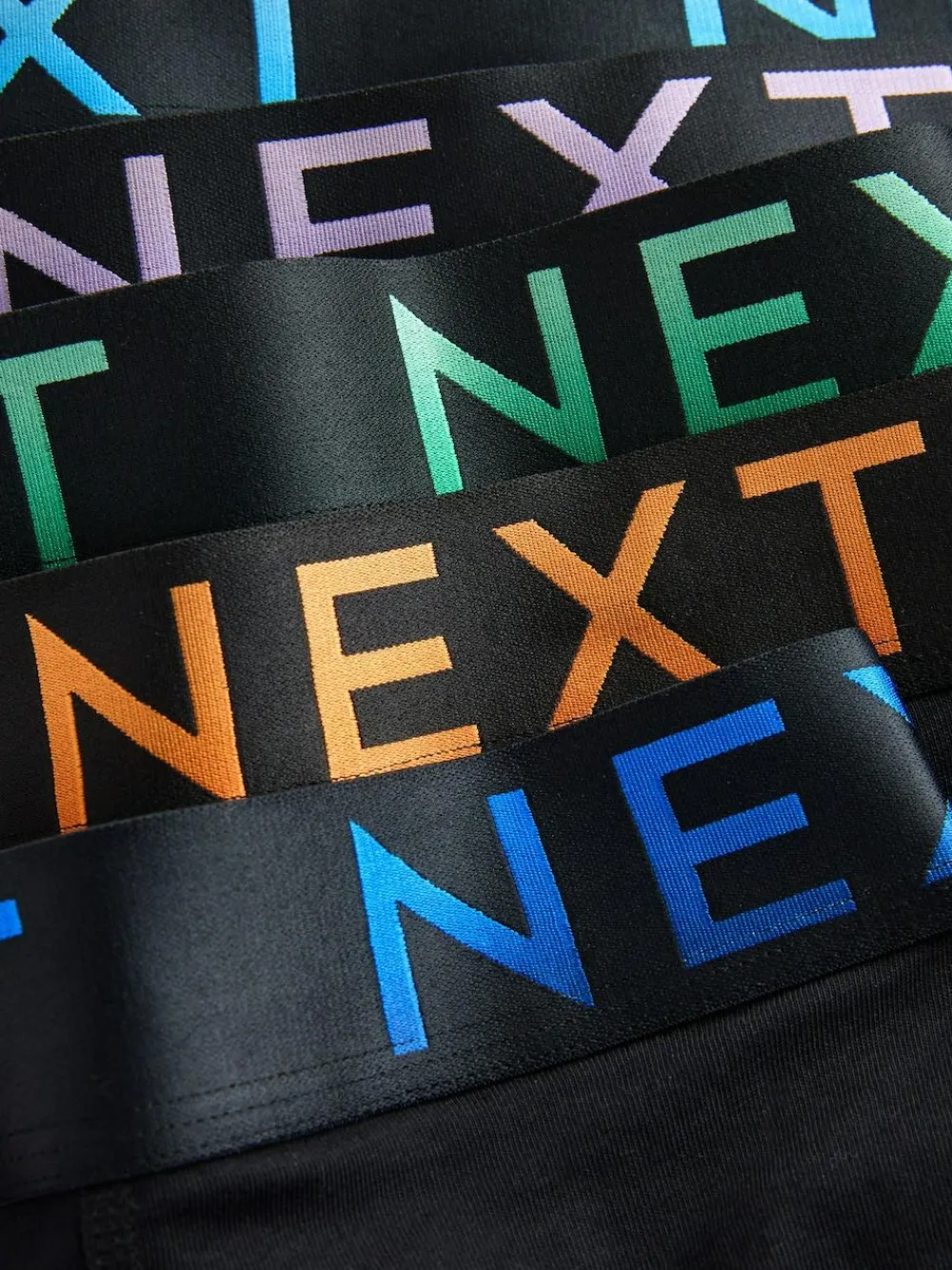 Next Black Bright Ombre Text Waistband 10 pack Cotton Rich Blend Hipsters Boxers^ Underwear|Underwear