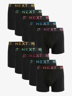 Online Next Black Bright Ombre Text Waistbands A-Front Boxers 10 Pack