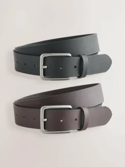 Best Next Black Brown Burnished Leather Belts Set 2 Pack
