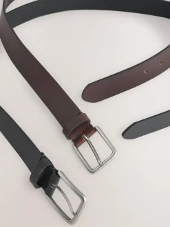 Best Next Black Brown Burnished Leather Belts Set 2 Pack