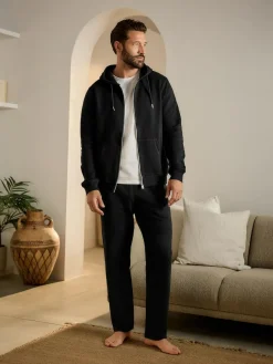 Next Black Brushback Heavyweight Open Joggers^ Loungewear|Nightwear