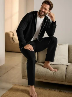 Next Black Brushback Heavyweight Open Joggers^ Loungewear|Nightwear