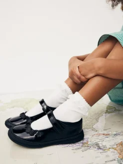 Outlet Next Black Butterfly Detail Standard Fit (F) Junior Leather School Mary Jane Shoes