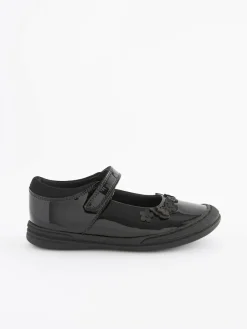 Outlet Next Black Butterfly Detail Standard Fit (F) Junior Leather School Mary Jane Shoes