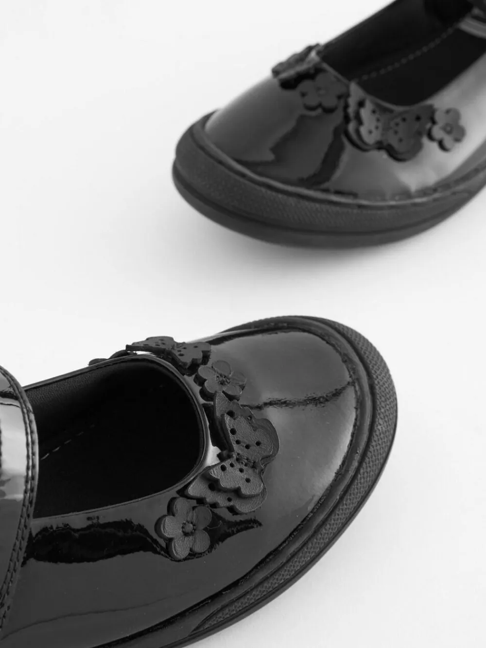 Next Black Butterfly Detail Wide Fit (G) Junior Leather School Mary Jane Shoes^ Shoes