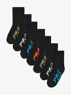 Next Black Camouflage Footbed Cotton Rich Socks 7 Pack^BOY Socks