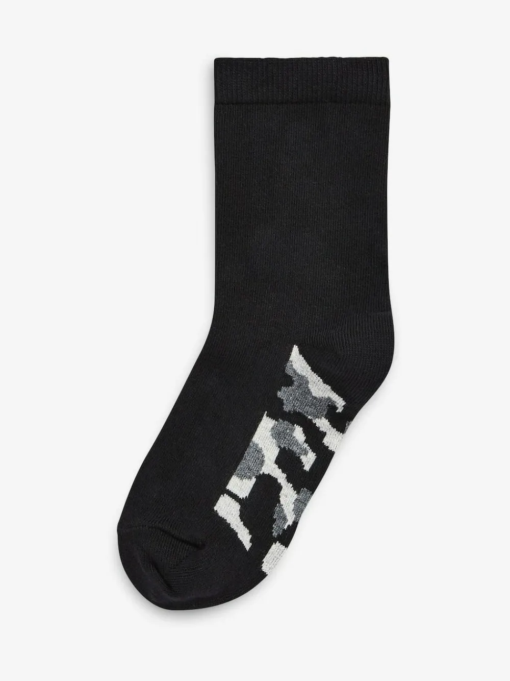Next Black Camouflage Footbed Cotton Rich Socks 7 Pack^BOY Socks