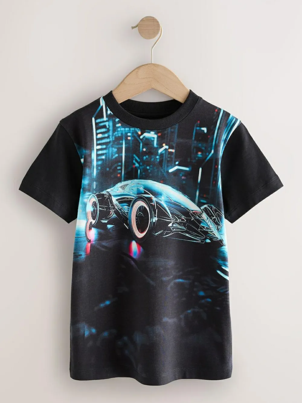 Next Black Car Regular Fit Short Sleeve All-Over Print T-Shirt (3-16yrs)^BOY T-Shirts