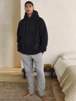 Clearance Next Black Chamonix Pattern Borg Overhead Hoodie