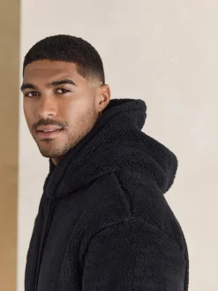 Clearance Next Black Chamonix Pattern Borg Overhead Hoodie