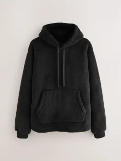 Clearance Next Black Chamonix Pattern Borg Overhead Hoodie