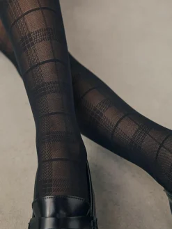 Hot Next Black Check Pattern Tights 1 Pack