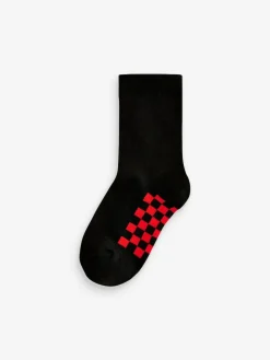 Next Black Checkerboard Cotton Rich Socks 7 Pack^BOY Socks