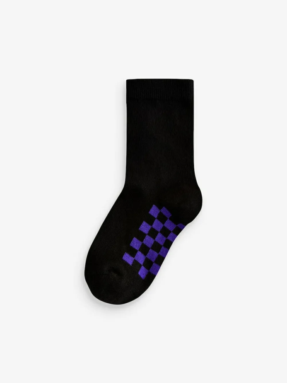 Next Black Checkerboard Cotton Rich Socks 7 Pack^BOY Socks