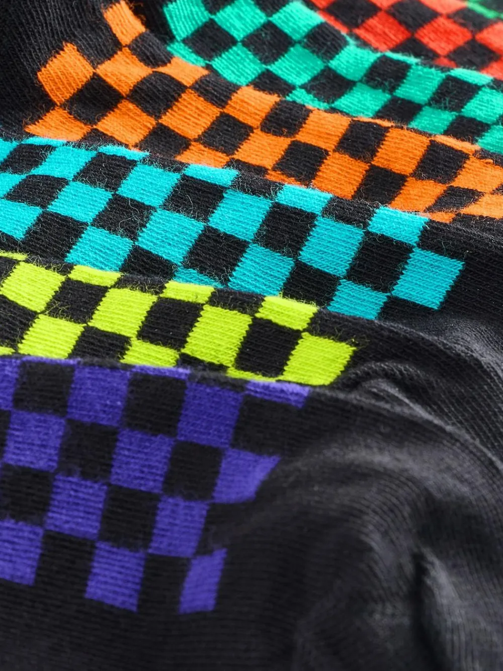 Next Black Checkerboard Cotton Rich Socks 7 Pack^BOY Socks