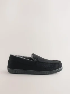 Online Next Closed Back Textured Slippers Black