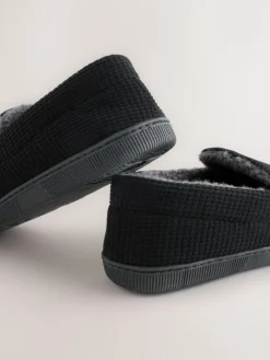 Online Next Closed Back Textured Slippers Black