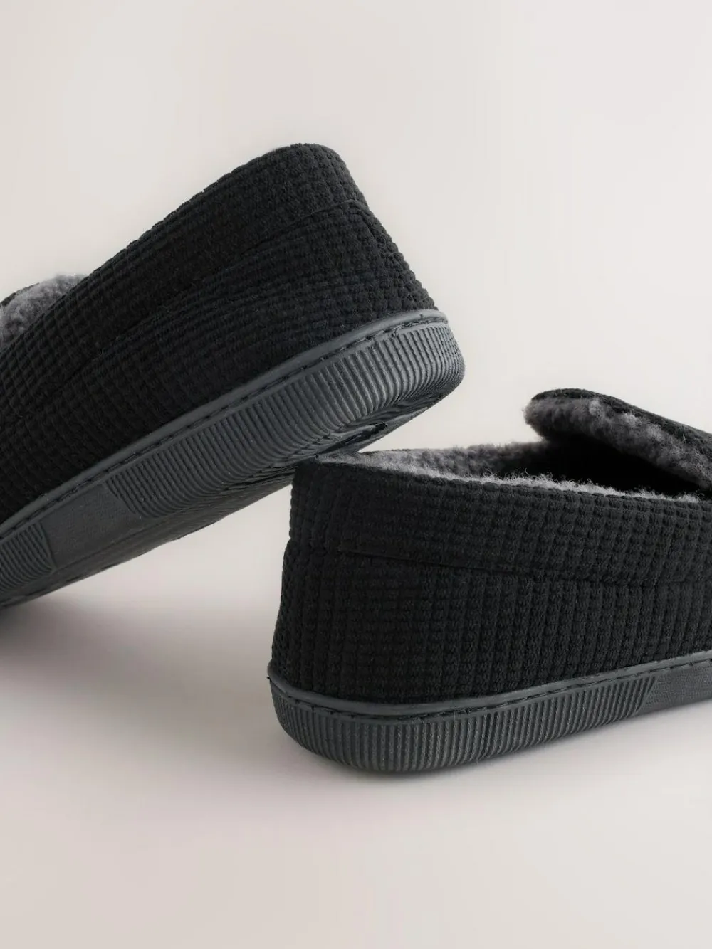 Online Next Closed Back Textured Slippers Black