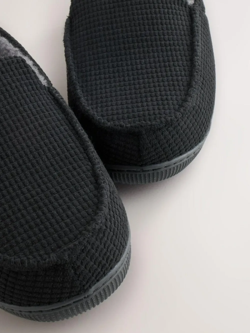 Online Next Closed Back Textured Slippers Black