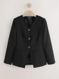 Hot Next Black Collarless V-Neck Blazer