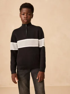 Next Colourblock Zip Neck Knitted Jumper (3-16yrs)^BOY Knitwear & Sweaters|Knitwear