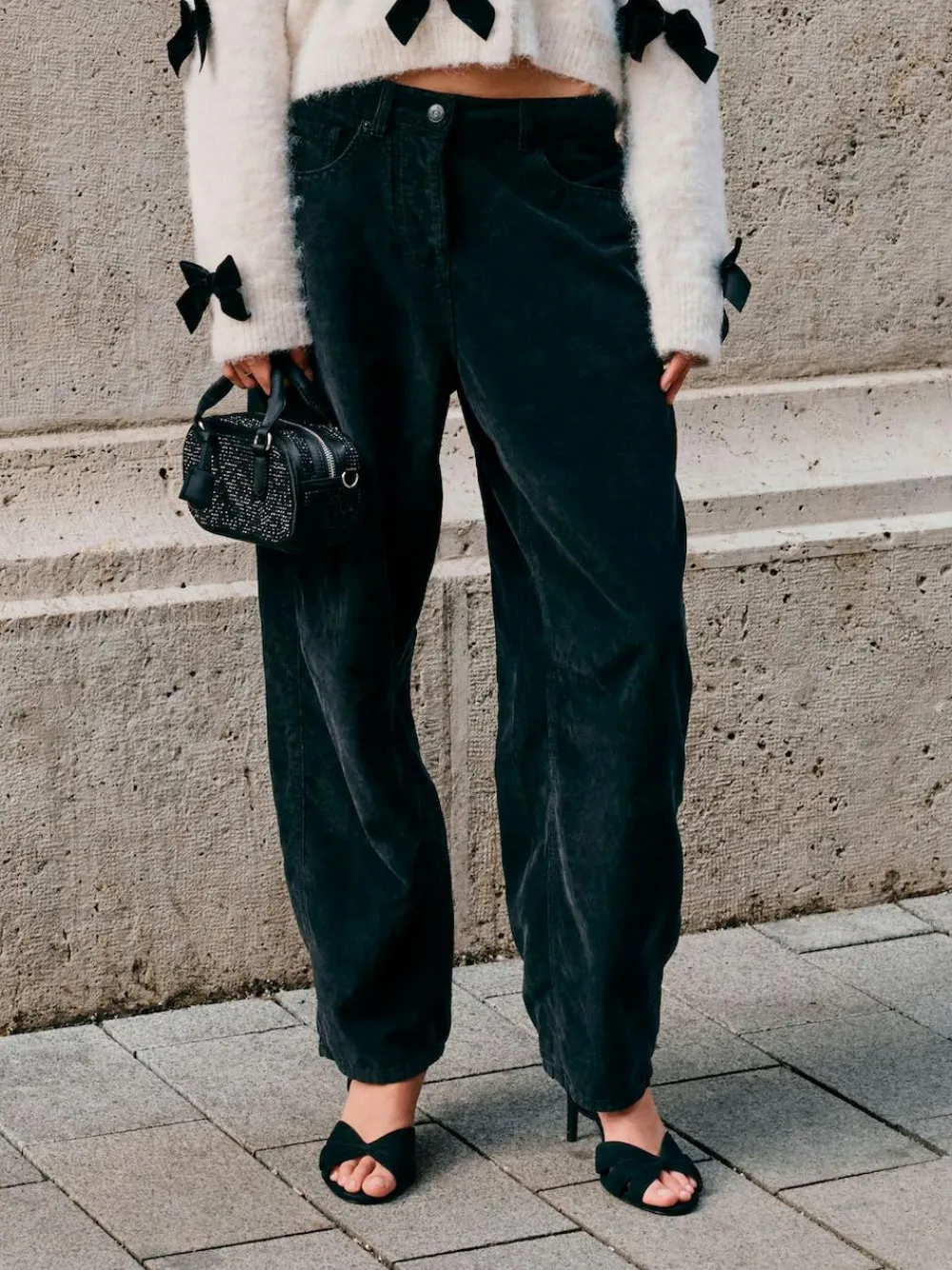 Next Cord Barrel Leg Trousers^Women Pants